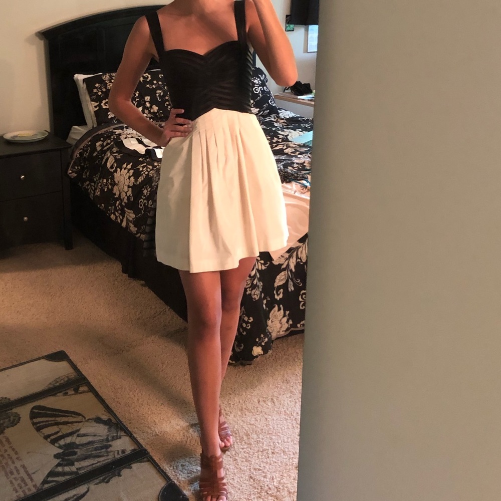BCBG Maxazria cream and white dress